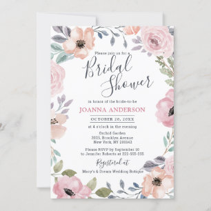 Dusty Pink Roses Mitsommer Brautparty Einladung