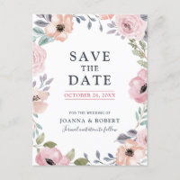 Dusty Pink Roses Mittelsommer Floral Save the Date