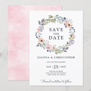 Dusty Pink Roses Mittelsommer Floral Save the Date Einladung