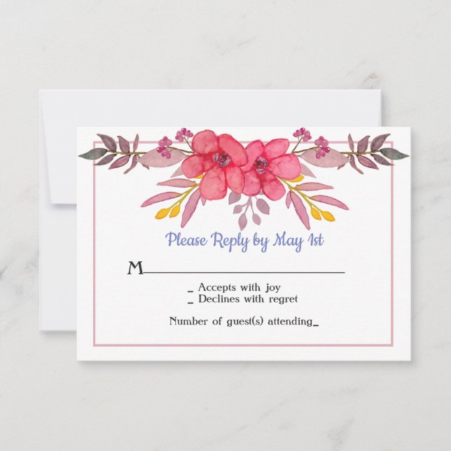 Dusty Pink RSVP Card denken (Vorderseite)