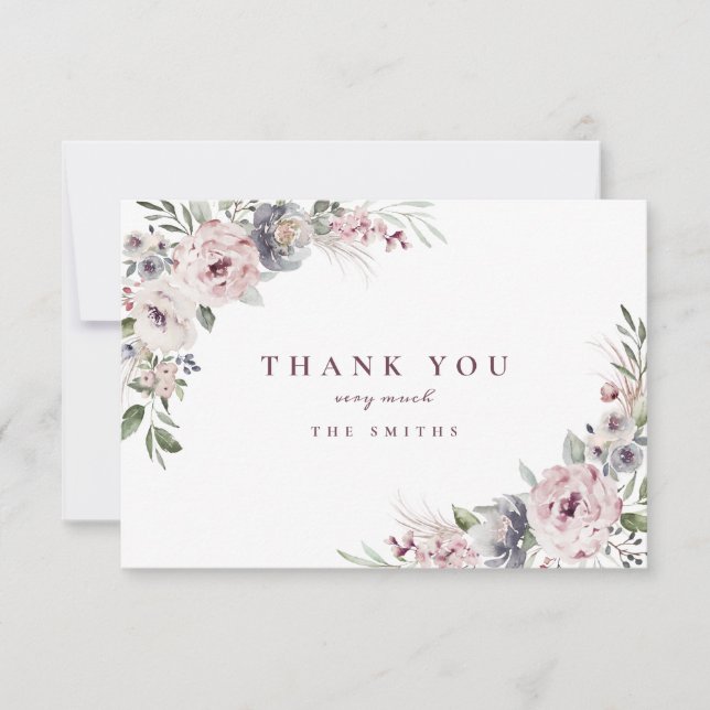 Dusty pink rustic boho floral danke Ihnen (Vorderseite)
