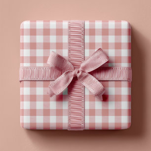 Dusty Pink Rustic Gingham Geschenkpapier Set