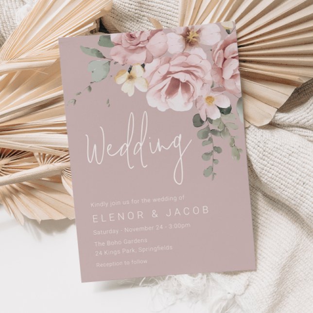 Dusty Pink & Sage Floral Wedding Einladung (Von Creator hochgeladen)