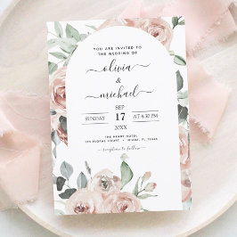 Dusty Pink Sage Green Floral Wedding Einladung