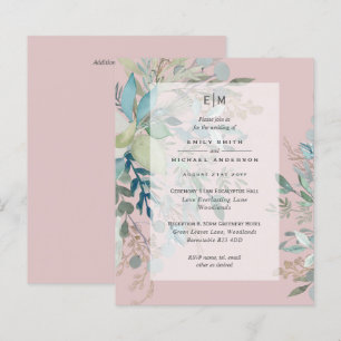 Dusty Pink Sage Hochzeit Zeremonie und Empfang Inv