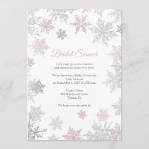 Dusty Pink & Silver Snowflake Winter Brautparty Einladung