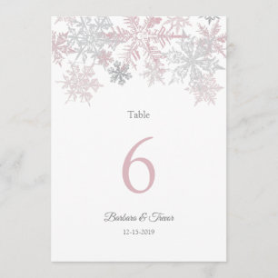 Dusty Pink & Silver Snowflake Winter Tischnummern