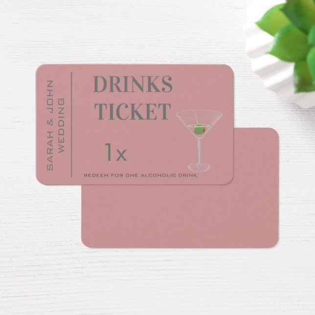 Dusty Pink Simple Drink Ticket Hochzeit Empfang (Schreibtisch)
