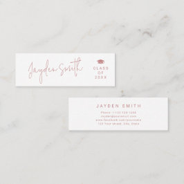 Dusty Pink Simple Modern Script Graduate Name Card Telefonnummerkarte