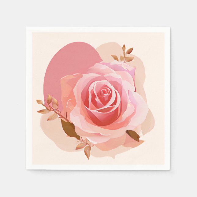 Dusty Pink Single Rose Serviette (Vorderseite)