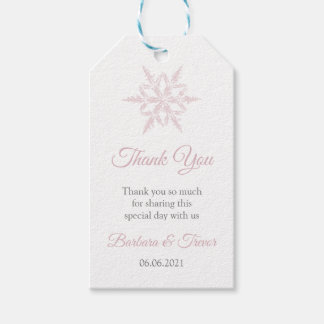 Dusty Pink Snowflakes Winter Wedding Danke Geschenkanhänger