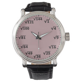Dusty Pink Square Root Clock - Math Wrist Watch Armbanduhr