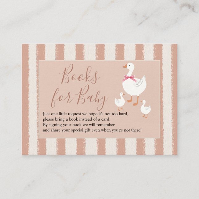 Dusty Pink Striped Little Goose Books for Baby Begleitkarte (Vorderseite)
