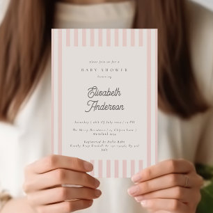 Dusty Pink Stripes Girl Kinderdusche Einladung