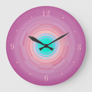 Dusty Pink Swirl/ Aqua Green Center> Wall Clock Große Wanduhr