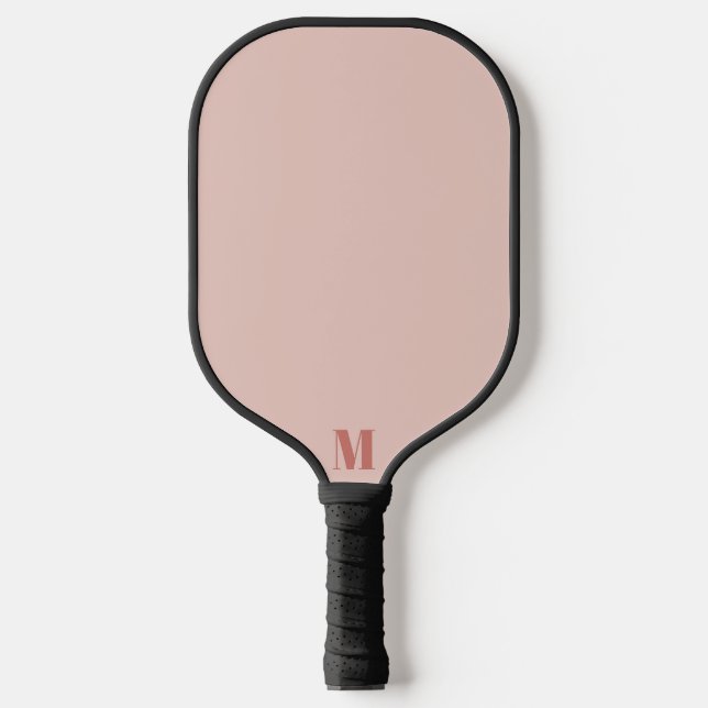 Dusty Pink und Alte Rose Moderne Monogramm Pickleball Schläger (Vorderseite)