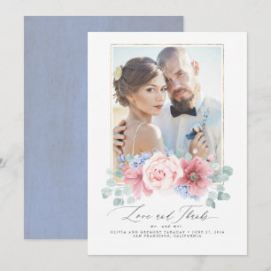 Dusty Pink und Dusty Blue Floral Wedding Vielen Da Einladung