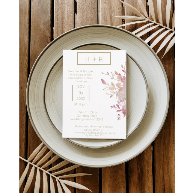 Dusty Pink und Gold Moderne Minimalistische Hochze Einladung (Von Creator hochgeladen)