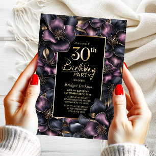 Dusty Pink und Gray Floral 30. Geburtstag Party Einladung