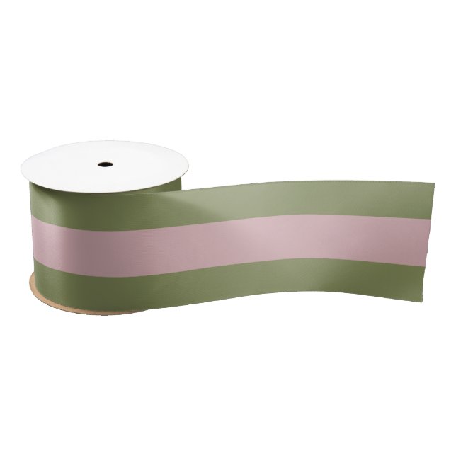 Dusty Pink und Green Stripe Hochzeit Blumenband Satinband (Spule)