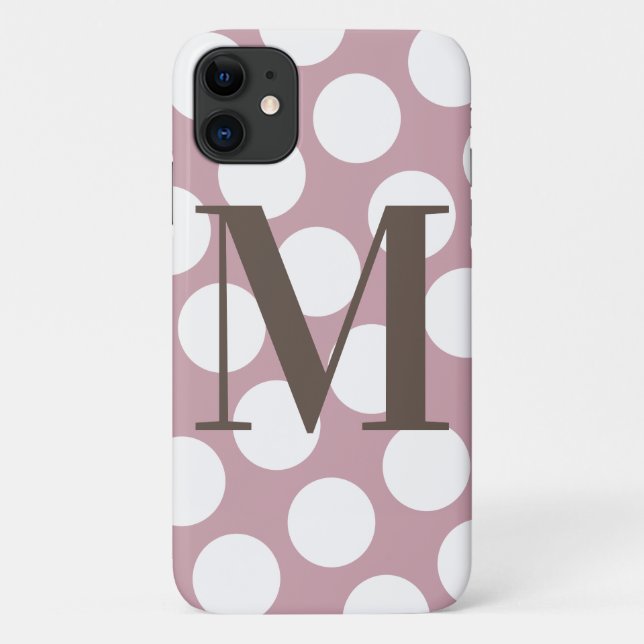 Dusty Pink und White Polka Dot Big Monogram Case-Mate iPhone Hülle (Rückseite)