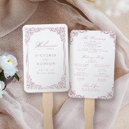 Dusty Pink Vintag Frame Elegantes Hochzeitsprogram Fächer