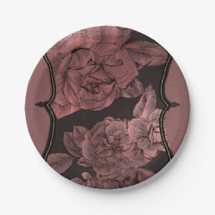 Dusty Pink Vintage Rose Gold Elegante Glam Mauve Pappteller