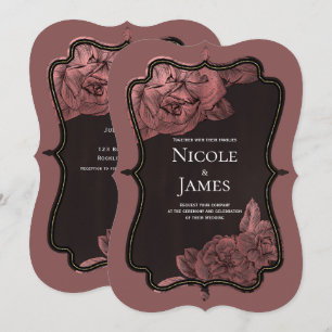 Dusty Pink Vintage Rose Goldene Glam Hochzeit Einladung