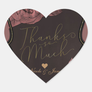 Dusty Pink Vintage Rose Goldene Glam Hochzeit Herz-Aufkleber