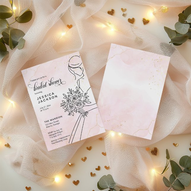 Dusty Pink Wasserfarbe mit Bride Einladung (Von Creator hochgeladen)
