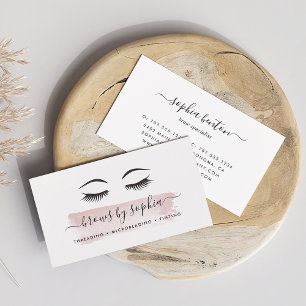 Dusty Pink Watercolor Brow Services Visitenkarte