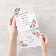 Dusty Pink Watercolor Floral Geometric Wedding