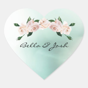 Dusty Pink Watercolor Rose Blüten Bug Herz-Aufkleber