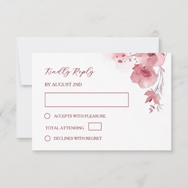 Dusty Pink Watercolor Wedding RSVP Karte (Vorderseite)