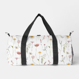 Dusty Pink Watercolor Wildflower Duffle Bag