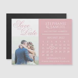 Dusty Pink Wedding Calendar Foto Save the Date Magneteinladung