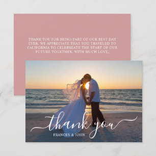 Dusty Pink Wedding Foto Dankeskarte