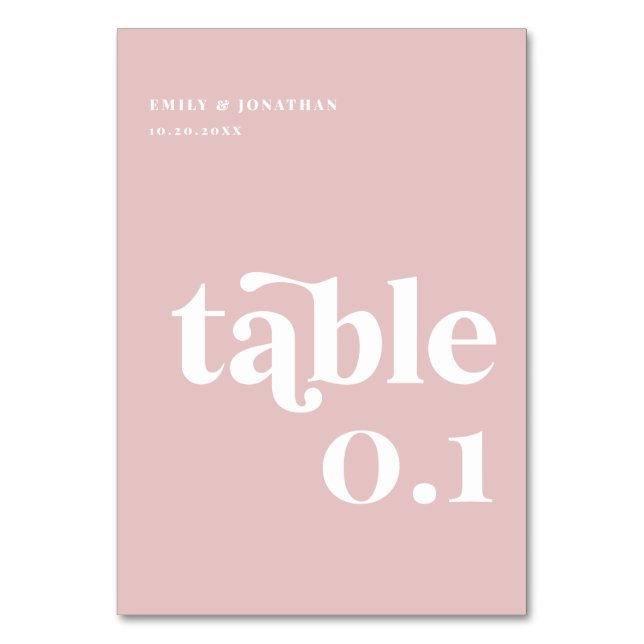 Dusty Pink Wedding Tischnummer (Vorderseite)
