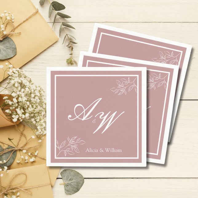Dusty Pink & White Custom Wedding Napkins Serviette (Von Creator hochgeladen)
