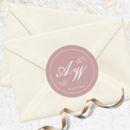 Dusty Pink & White Custom Wedding Runder Aufkleber