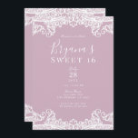 Dusty Pink & White Lace Elegant Sweet 16 Party Einladung<br><div class="desc">Anpassen für jedes Ereignis</div>