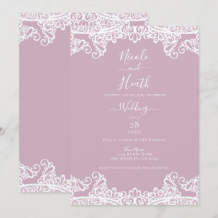Dusty Pink & White Lace Elegante Hochzeit Einladung