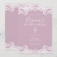 Dusty Pink White Lace Elegantes Quinceñera Party