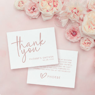 Dusty Pink & White Minimal Brautparty flach Dankeskarte