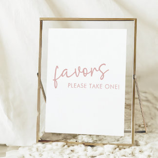 Dusty Pink & White Minimalistisch Brautparty Favor Poster