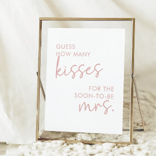 Dusty Pink & White Minimalistisch Wie viele Kisses Poster