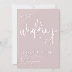 Dusty Pink & White Moderne Hochzeit Einladung