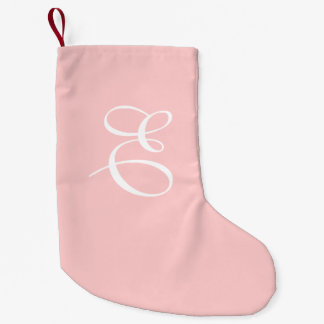 Dusty Pink & White Monogram Christmas Strumpf Kleiner Weihnachtsstrumpf