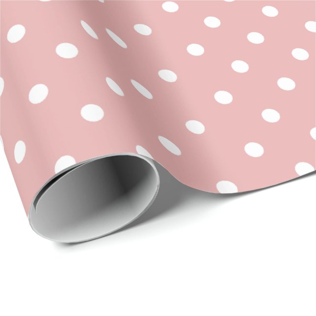 Dusty Pink | White Polka Dot Wrapping Paper Geschenkpapier (Rolleneckpunkt)
