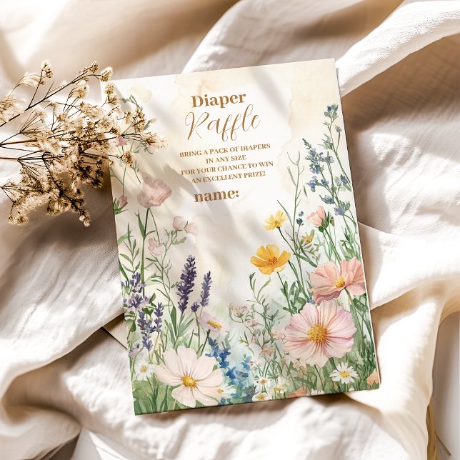 Dusty Pink Wildblume Baby in Bloom Diapper Raffle Begleitkarte (Von Creator hochgeladen)